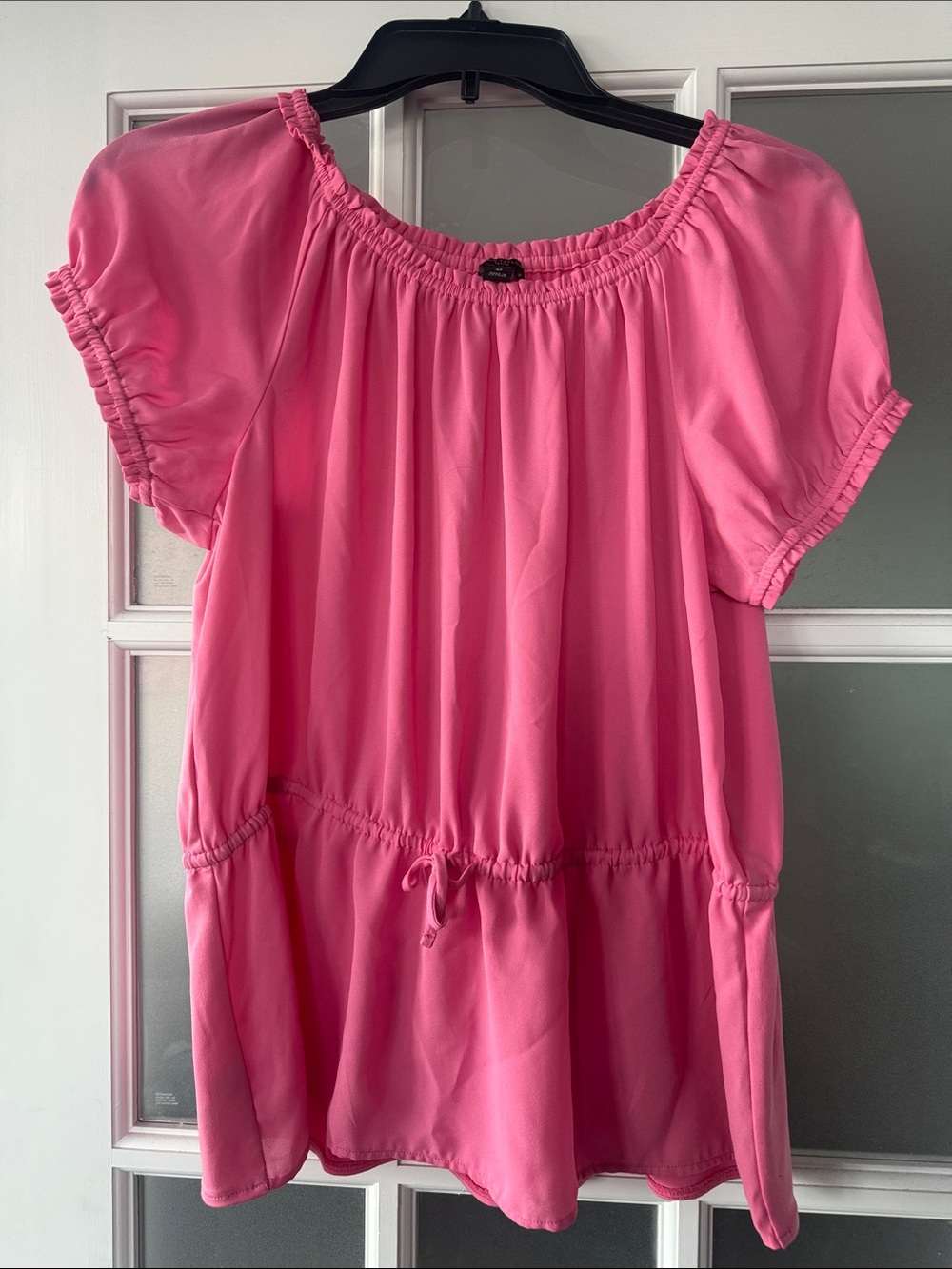 Ann Taylor Pink Short-Sleeve Peasant Tunic